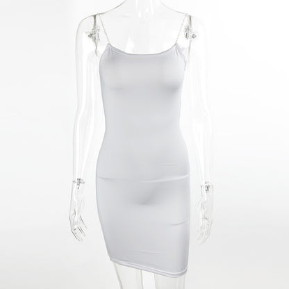 Women Fashion Sexy Solid Color Spaghetti Strap Dress