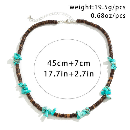Pulsera y collar turquesa bohemio informal de moda para hombre