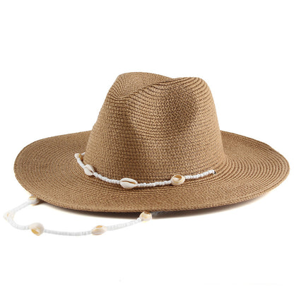 Chapeau de soleil en paille Panama à larges bords pour femme, idéal pour les vacances d'été