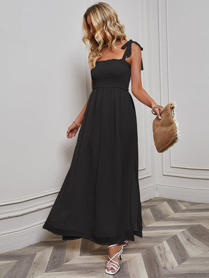 Vestido largo informal de gasa de color liso para mujer de vacaciones