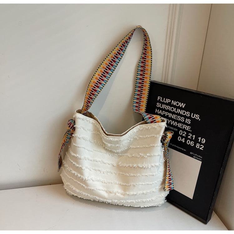 Bolso de hombro de lona informal de moda para mujer con cierre magnético
