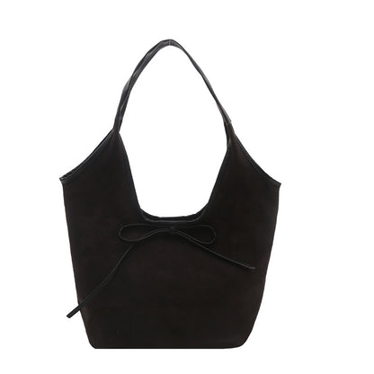 Bolso de mano informal con lazo esmerilado de color liso para mujer