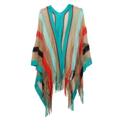 Women's Fashion Stripe Hollow Tassel Cover-Ups