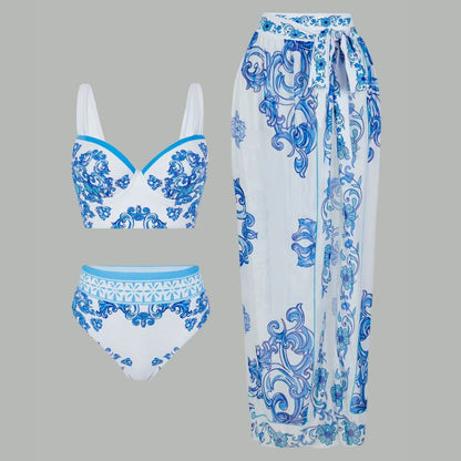 Conjunto de bikini de malla con estampado geométrico informal para mujer