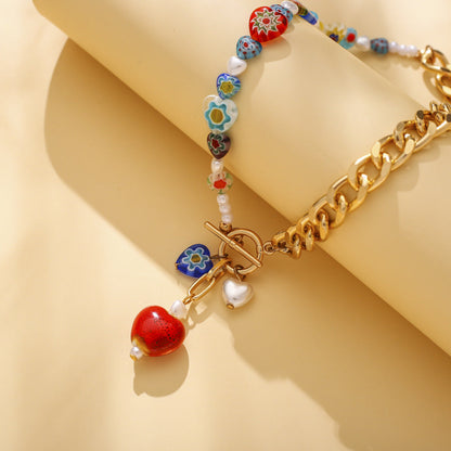 Collar elegante de perlas con forma de corazón de Bohemian Glaze