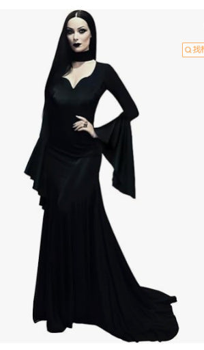 Robe slim à manches longues style rétro gothique pour femme