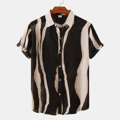 Camisa informal con estampado de rayas de moda de verano para hombre
