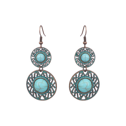 Boucles d'oreilles turquoise de style ethnique bohème