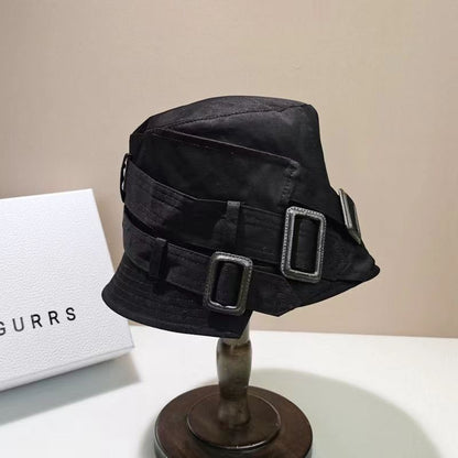 Sombreros de pescador con hebilla de cinturón de color liso y sencillos para mujer