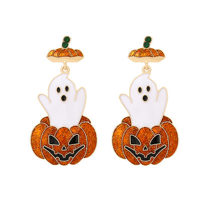 Women Fashion Exaggerated Ghost Pumpkin Earrings