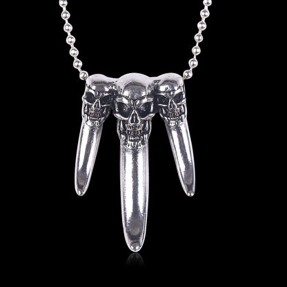Collar unisex con colgante de diente de lobo y calavera punk para Halloween