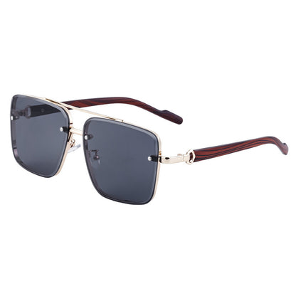 Gafas de sol informales de imitación de madera con borde cuadrado y diseño a la moda para hombre