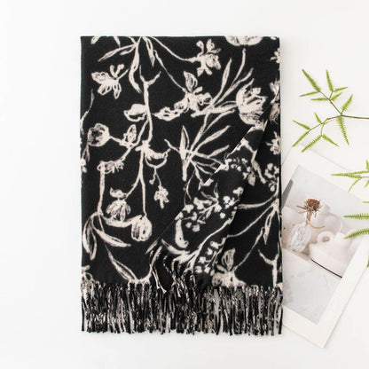Women Fashion Casual Printed Warm Thickened Imitation Cashmere Scarf
