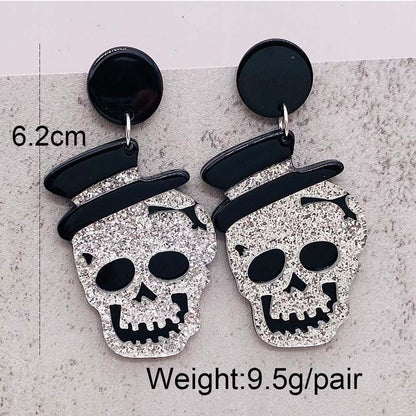 Halloween Women Fashion Acrylic Horror Skull Earrings