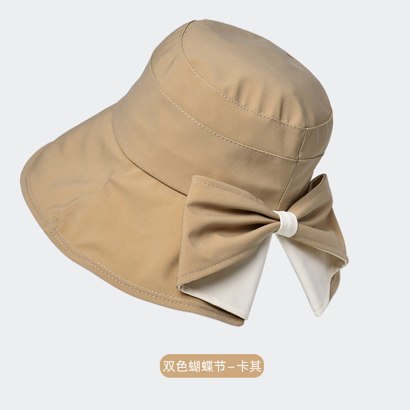 Sombreros de pescador con lazo de color liso a la moda de verano para mujer