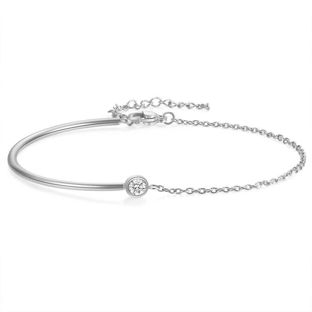 Women Fashion Simple Gold and Steel Zirconium Bracelet