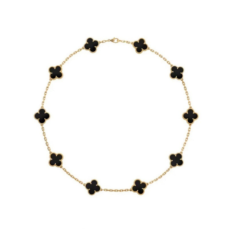 Collar de trébol de cuatro hojas de doble cara para mujer