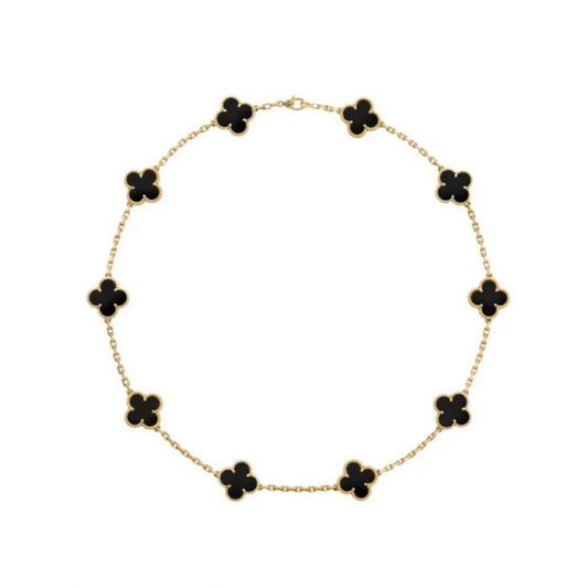 Women Fashion Double-Sided Four-Leaf Clover Necklace
