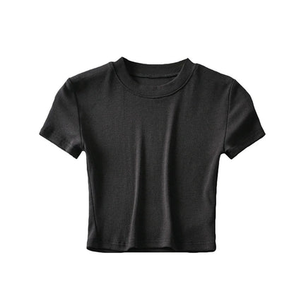 Summer Women Casual Solid Color Blank T-Shirt