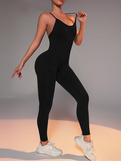 Women Fashion Solid Color Yoga Jumpsuit