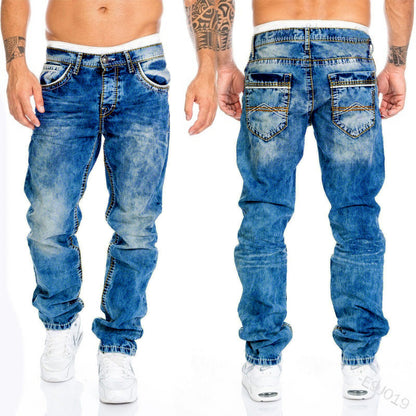 Vaqueros rectos casuales para hombre estilo hip hop