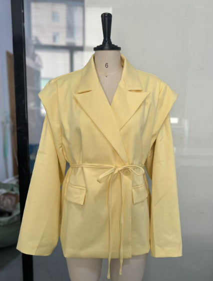 Women’s Lace-Up Padded Shoulder Blazer