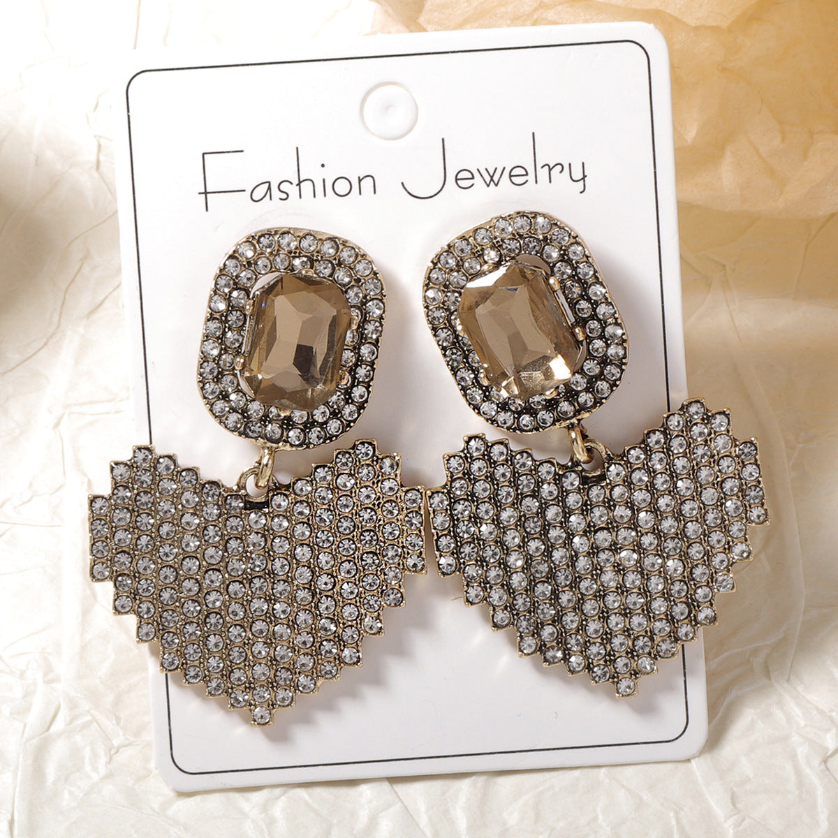 Boucles d'oreilles géométriques à strass pour femmes