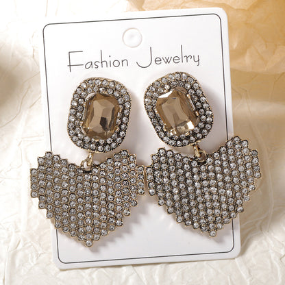 Boucles d'oreilles géométriques à strass pour femmes