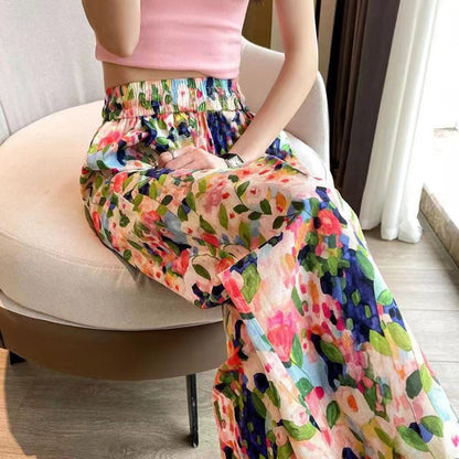 Women's Floral Print High Waist Wide Leg Pants