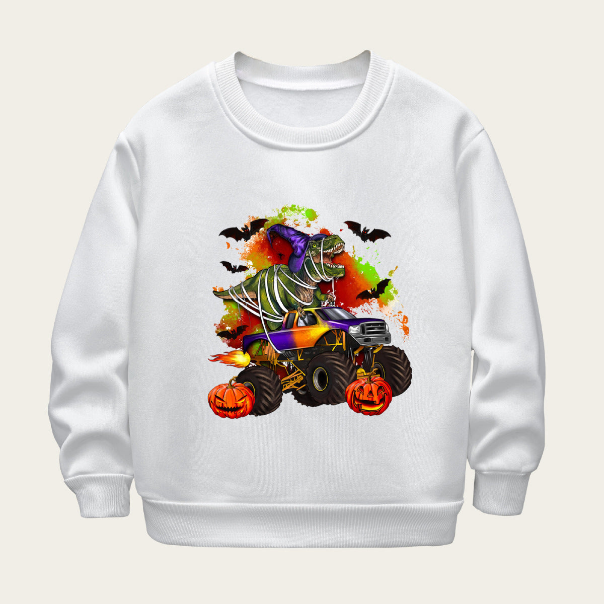 Kids Toddler Boys Girls Casual Halloween Print Fleece Sweatshirt