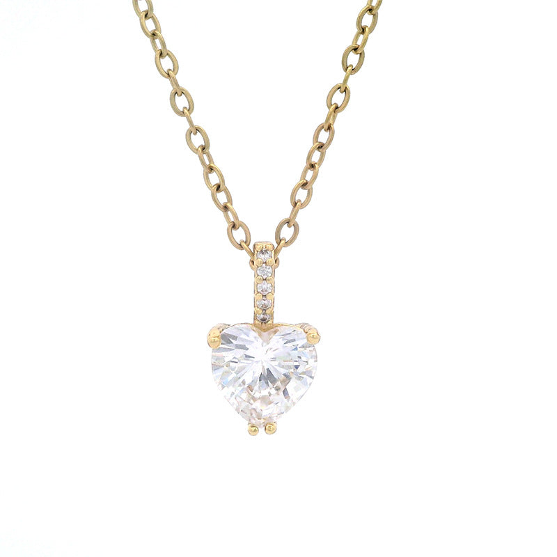 Collar con colgante de amor de circonitas microincrustadas de aleación simple para mujer