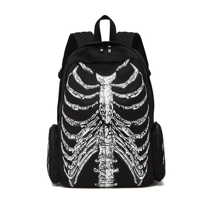 Women Fashion Halloween Print Skull Canvas Backpack