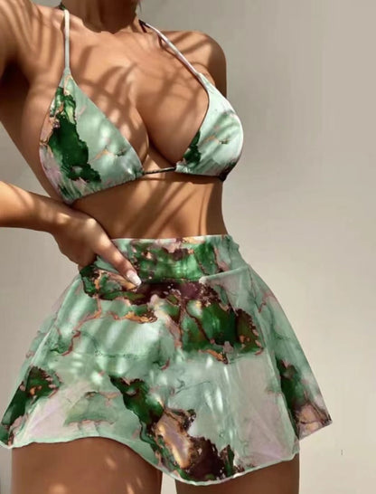 Ensemble bikini tie-dye sexy pour femme, vacances d'été