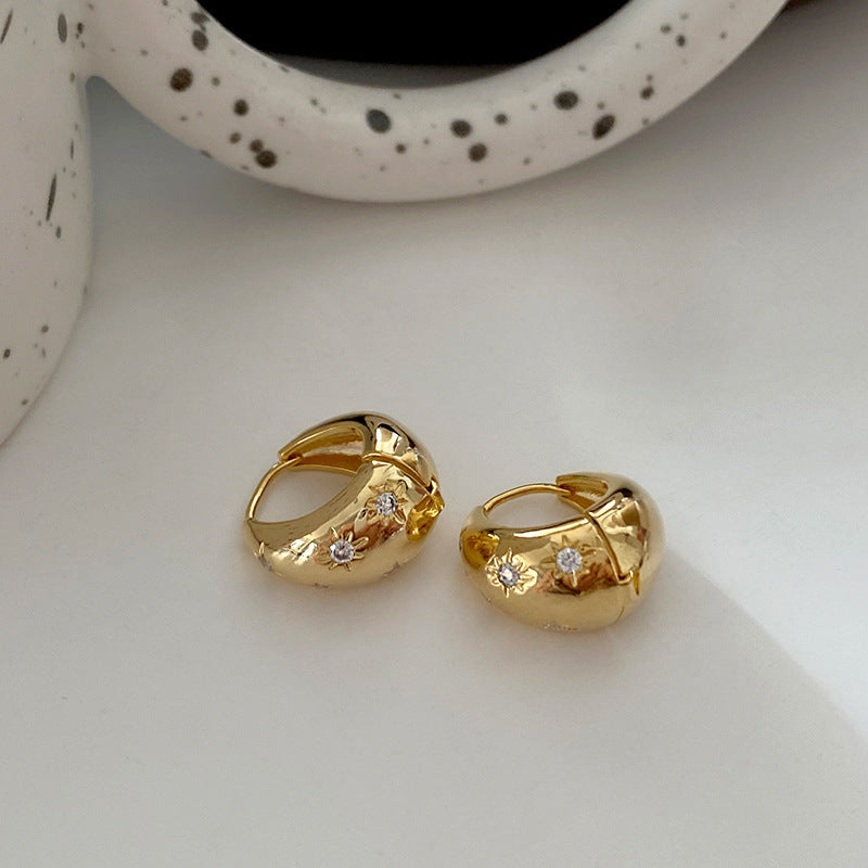 Boucles d'oreilles en métal et zircon pour femmes, bijoux élégants