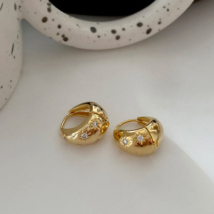 Boucles d'oreilles en métal et zircon pour femmes, bijoux élégants