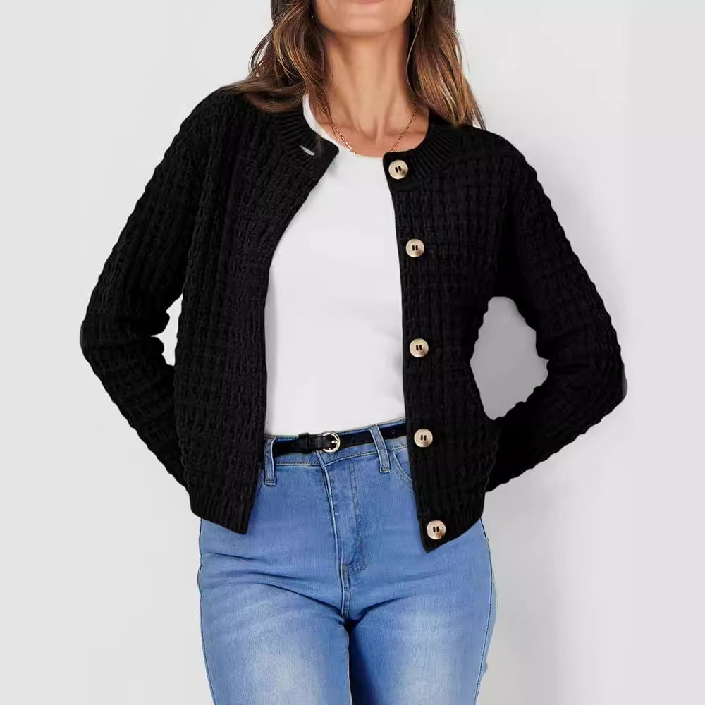 Cardigan décontracté à manches longues en tricot acrylique pour femme