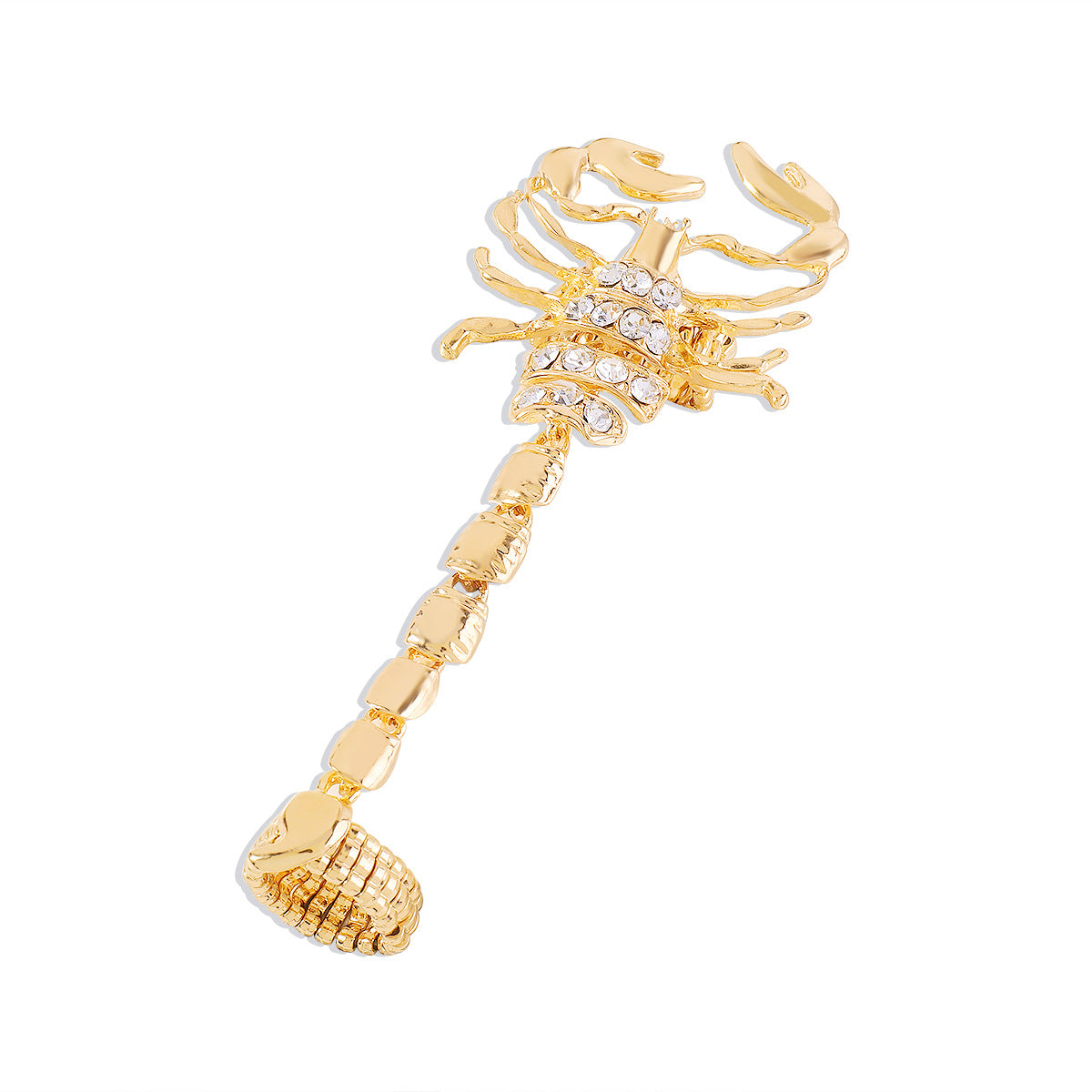 Anillo de escorpión con diamantes de imitación exagerados para Halloween, de moda para mujer