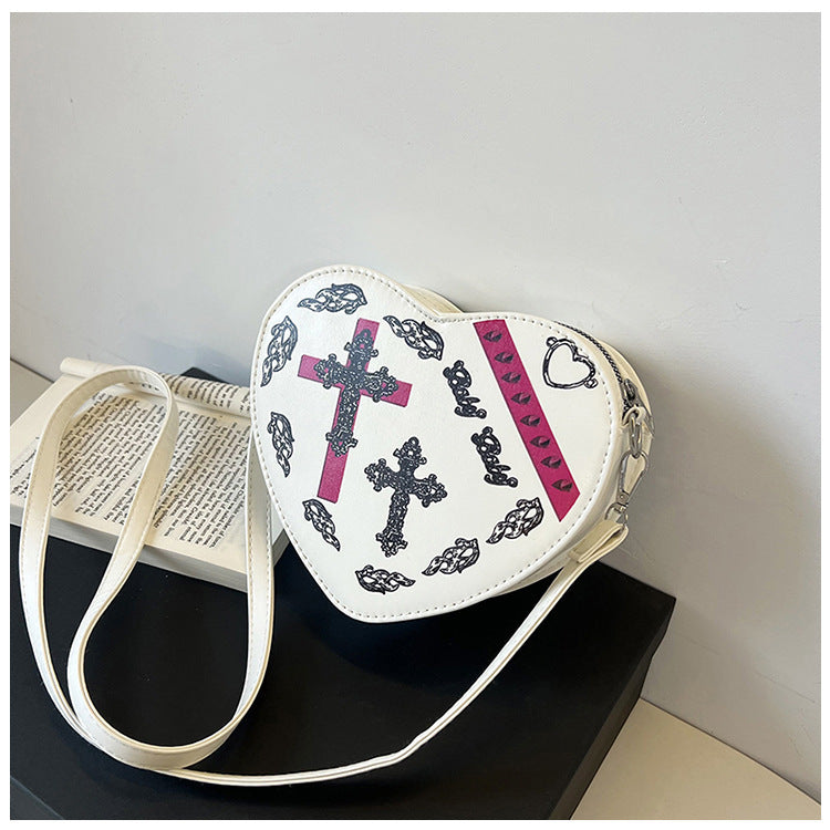 Women Fashion Retro Gothic Love Shaped Crossbody Bag