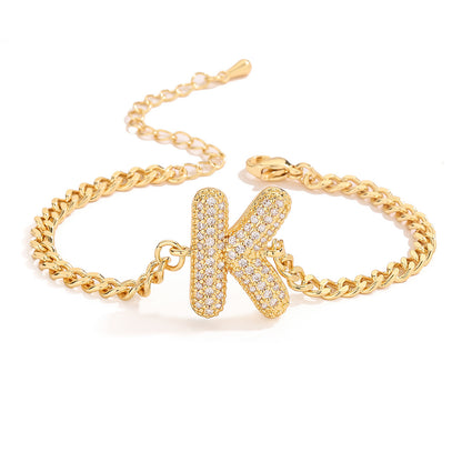 Fashion 26 Zircon Alphabet Bracelet