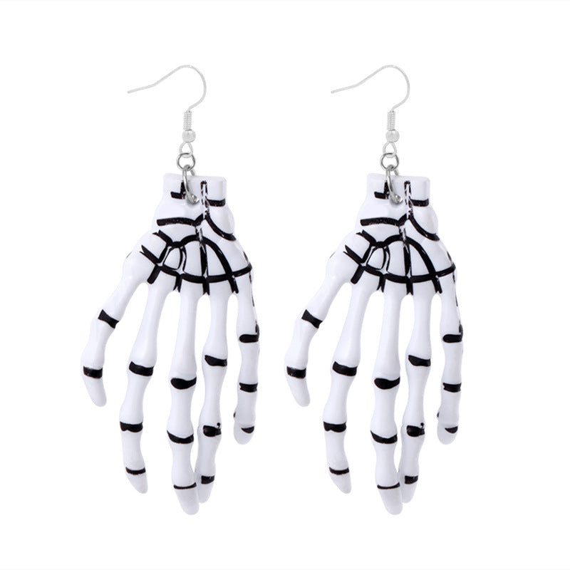 Halloween Women Fashion Exaggerated Resin Skeleton Earrings