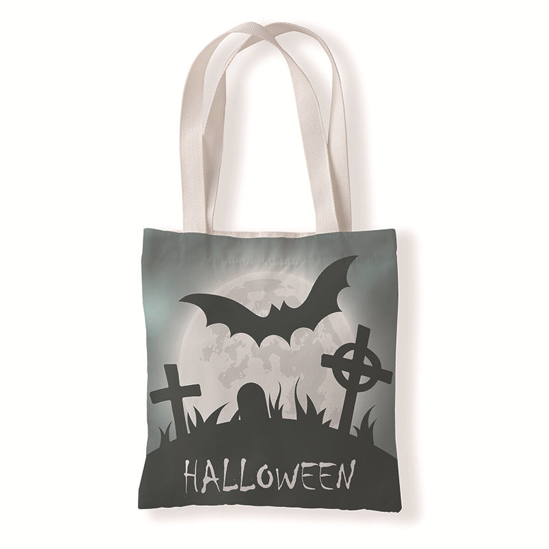 Bolsa de lona con estampado de dibujos animados de Halloween y terror