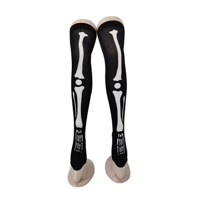 Women Funny Halloween Skeleton Bat Spider Web Stockings