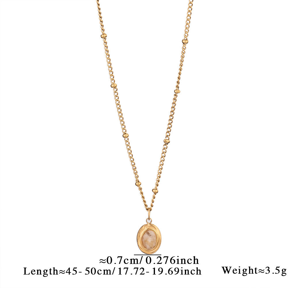 Collar sencillo de acero y titanio con piedras naturales y diseño de amor para mujer