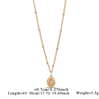 Collar sencillo de acero y titanio con piedras naturales y diseño de amor para mujer