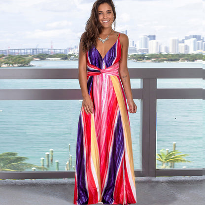 Vestido informal de algodón con cuello en V y estampado floral para mujer