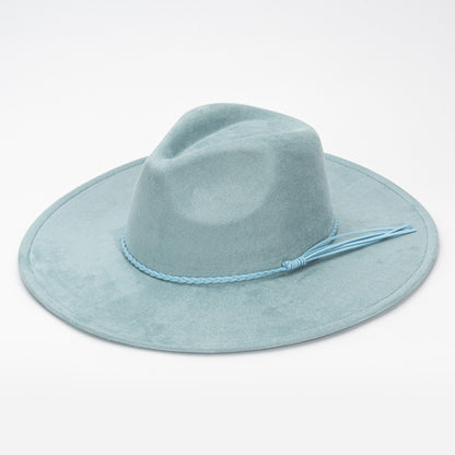 Fashion Casual Solid Color Big Side Suede Flat Hat