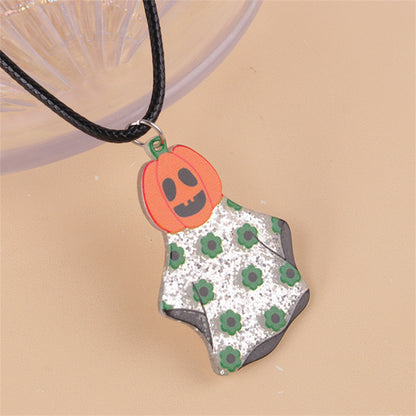 Collar acrílico creativo de calabaza fantasma con dibujos animados de Halloween