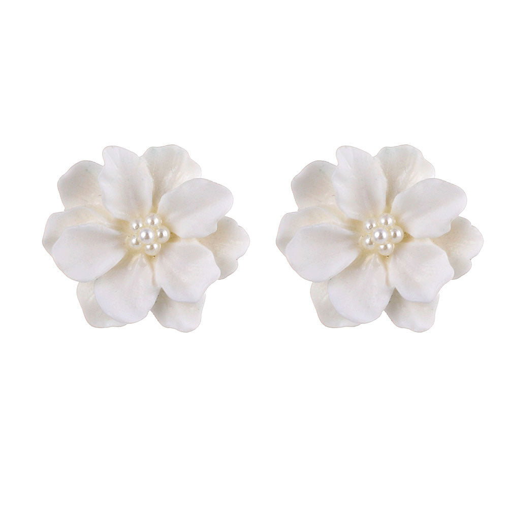 Women Fashion Elegant Solid Color Petal Drop Earrings
