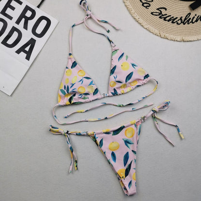 Women Sexy Lace-Up Print Bikini