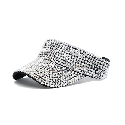 Sombrero de verano para exteriores con protección solar y diamantes de imitación